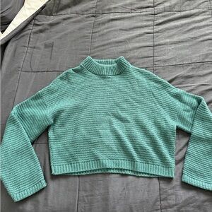 Express Green Cowl Neck Sweater Cropped
